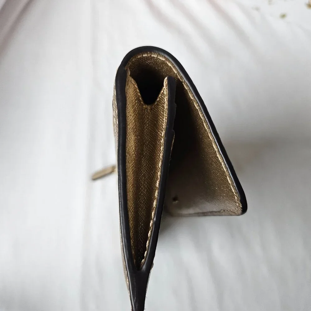 Michael Kors Pale Gold Stud Leather Flat Continental Wallet - Picture 4 of 5